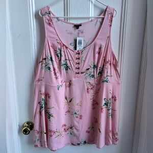 Torrid pink floral tank with elastic reinforced bust